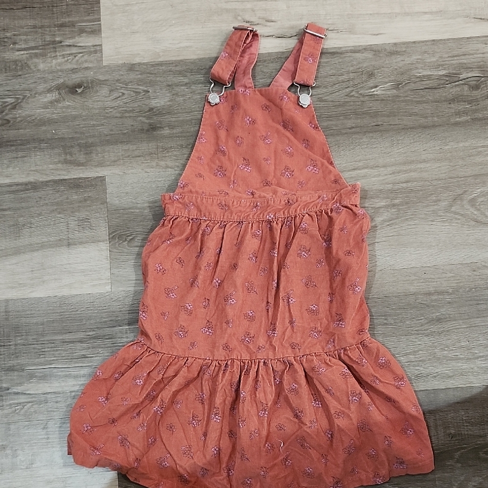 Orange Floral Pinafore Dress